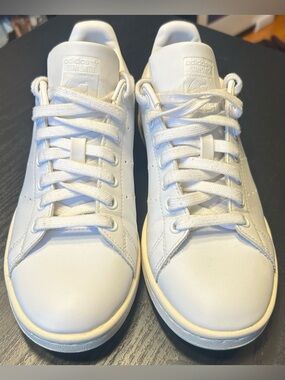 Adidas Stan Smith Lux Triple White Leather Women Size 7.5 Clean Casual Sneakers